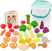 Игровой набор пищи и книга Battat B. toys (32 эл.) фрукты, овощи, продукты, блюда.