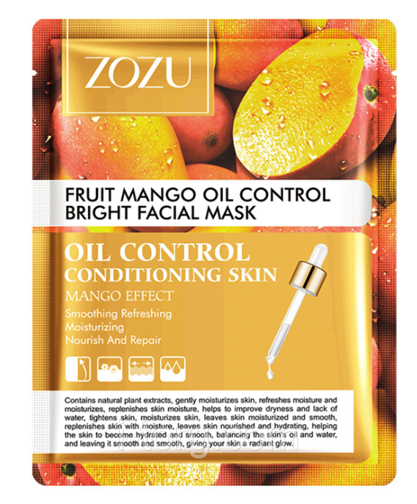Тканинна маска для обличчя Zozu з манго екстрактом, 25 г.