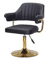 Кресло с подлокотниками на золотой опоре с регулировкой высоты Jeff GD-Base с мягкой обивкой