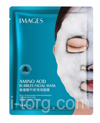 Тканинна маска для обличчя киснева Images Bubbles Mask Amino Acid, 25 г., фото 1
