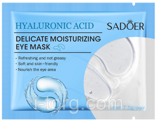 Патчі під очі зволожуючі Sadoer Hyaluronic Acid, 7.5г.