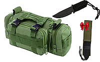 Мужская сумка на пояс подсумок 6L, Зеленый + Подарок Метательный нож с , Новинка Xata