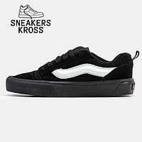 Женские кеды Vans KNU Black White, Стильные кеды Ванс Олд Скул классические черного цвета