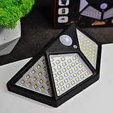 🌟Вуличний ліхтар на сонячній батареї із датчиком руху Solar Wall Lamp акумуляторний 1800 мАг 100 LED, фото 4