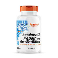 Пробиотики и пребиотики Doctor's Best Betaine HCL Pepsin and Gentian Bitters, 360 капсул CN7821 PS