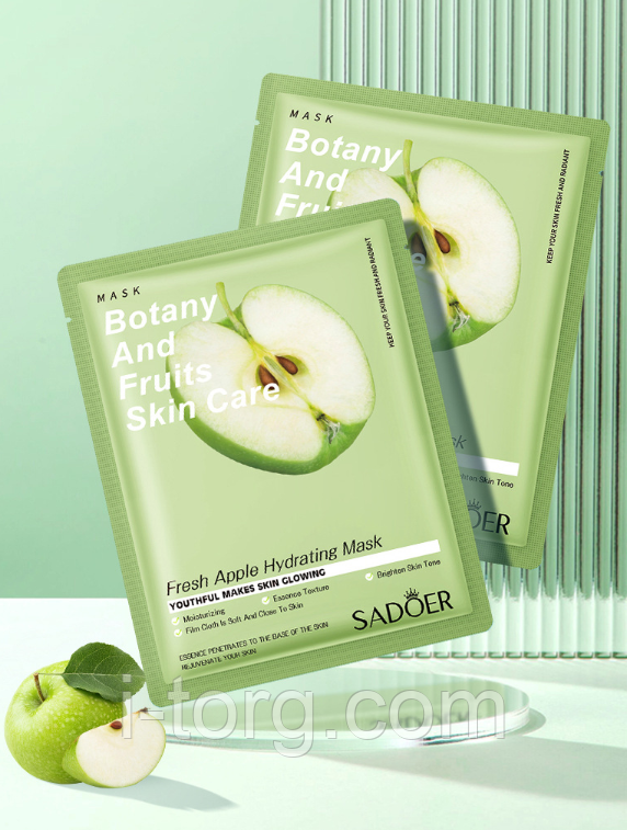 Тканинна маска для обличчя з екстрактом яблука Sadoer, 25 г