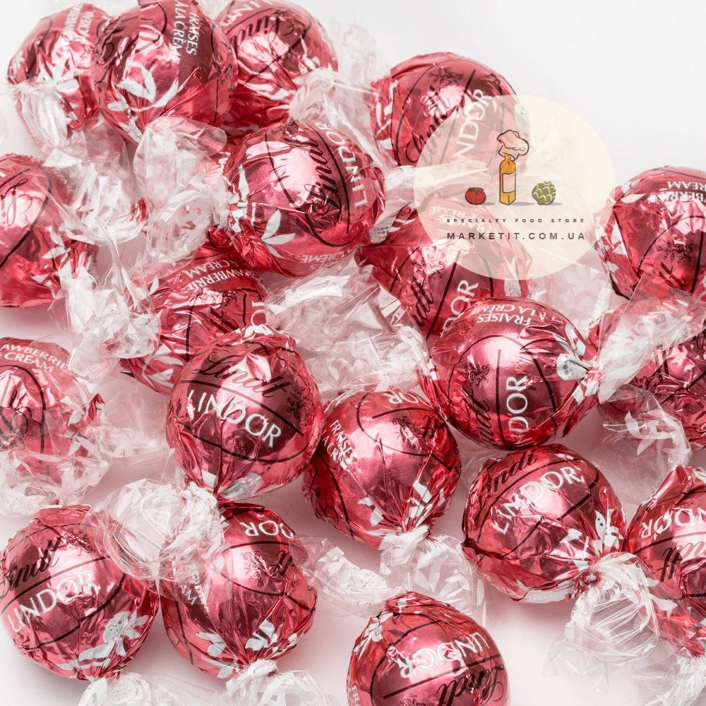 Шоколадные конфеты Lindt Lindor Strawberry Cream, клубничный йогурт, весовые - фото 1 - id-p2154102366