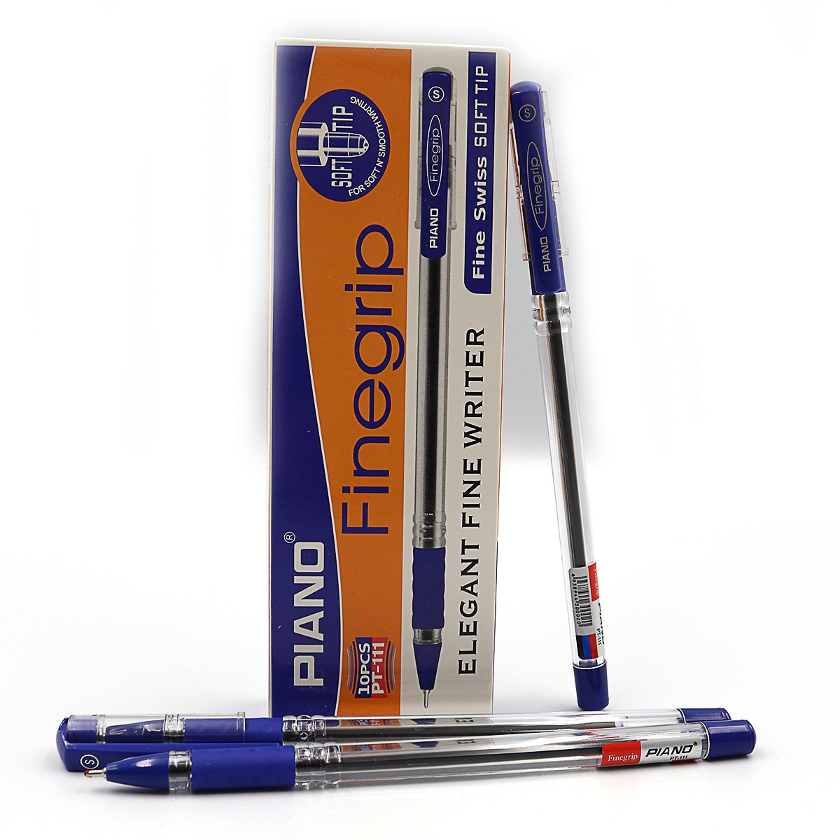 Ручка масляна "Piano" синя, грип, 10шт/етик.