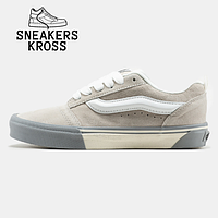 Жіночі кеди Vans KNU Skool Grey White, Стильні кеди Ванс Олд Скул сірого кольору