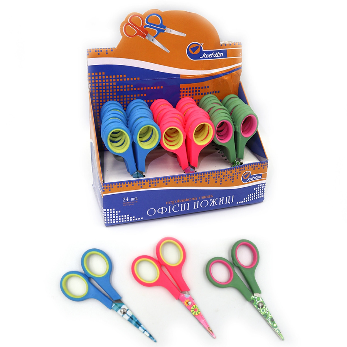 Ножиці 12см "J. Otten" "Малюнки", карт.стійка, mix 24шт/етик
