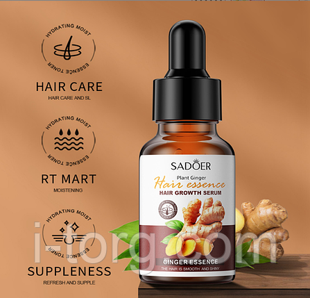 Сироватка з екстрактом кореня імбиру для інтенсивного росту волосся Sadoer, 30 мл., фото 1