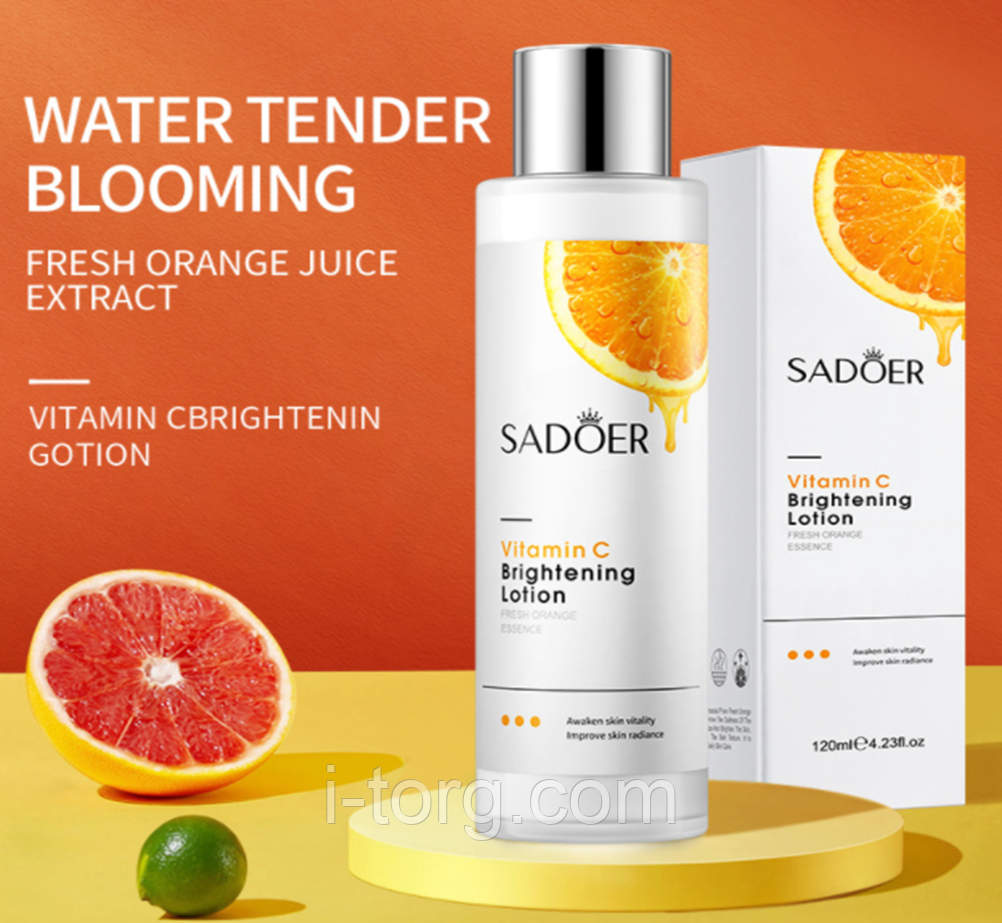 Освітлюючий лосьйон для обличчя з вітаміном С Sadoer, 120 мл.