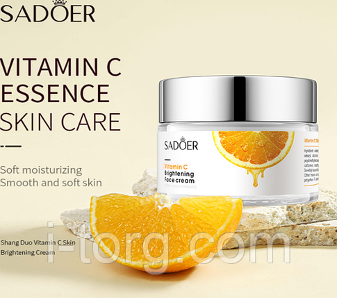 Крем для обличчя, що омолоджує і освітлює, Sadoer з вітаміном С, 50 г., фото 1