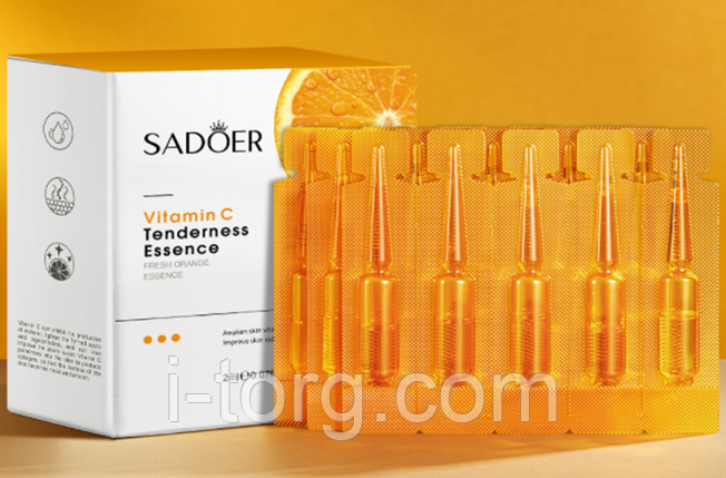 Есенція для обличчя Sadoer з екстрактом вітаміну С, 2 мл., фото 1