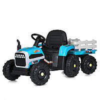 Детский электромобиль трактор с прицепом Bambi M 5733EBLR-4 (2 мотора, USB) голубой