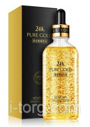 Сироватка Venzen 24K PURE GOLD, з нано-золотом та гіалуроновою кислотою, 100 мл., фото 1