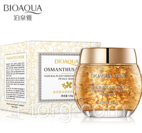 Нічна зволожуюча маска для обличчя Bioaqua Osmanthus Mask із пелюстками османтусу, 120 мл., фото 1