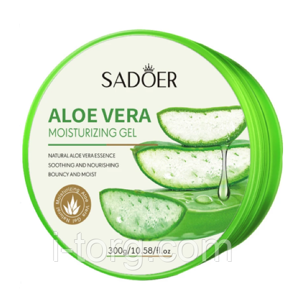 Гель із алоє Sadoer Aloe Vera Moisturizing Gel заспокійливий та зволожуючий, 300 г.