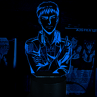Акриловый 3D светильник-ночник Атака Титанов Жан Кирштайн синий
