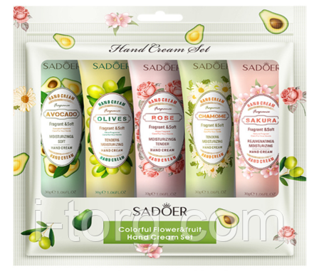 Набір зволожуючих та поживних кремів для рук Sadoer, 5*30гр.