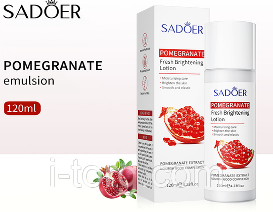 Освіжаючий та освітлювальний лосьйон для обличчя з екстрактом гранату Sadoer, 120 мл., фото 1