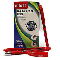 Ручка кулькова "Ellot" 1мм, червона, прозорого корп, грип, без/етик.