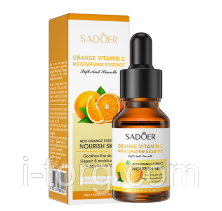 Активна освіжаюча та освітлююча сироватка SADOER з Вітаміном С, 15 мл., фото 1