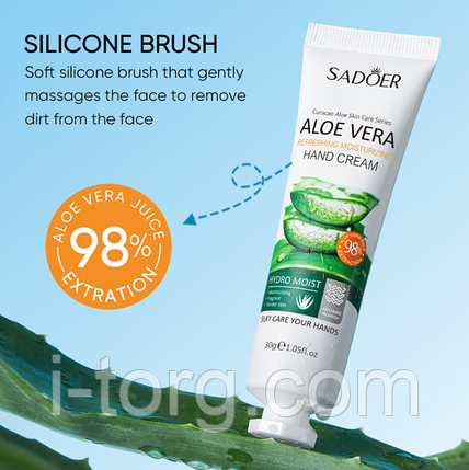 Освіжаючий та зволожуючий крем для рук з алое віра Sadoer, 30 г., фото 1