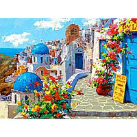 Раскраска по номерам на дереве 40*50 J.Otten "Город в горах" (карт.уп краски+кисти)