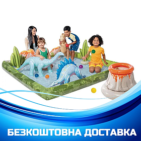 Надувний ігровий центр дитячий Парк юрського періоду (201-201-36см, басейн 410л) Intex 56132