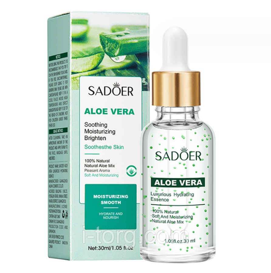 Зволожуюча есенція для обличчя з екстрактом алое віра Sadoer, 30 мл.