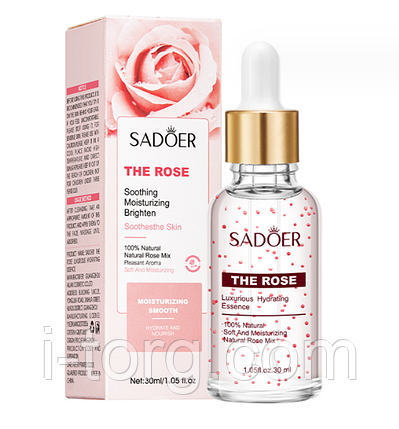 Зволожуюча есенція для обличчя з екстрактом троянди Sadoer, 30 мл., фото 1