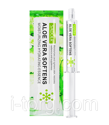 Омолоджуюча есенція для обличчя з екстрактом алое віра в шприці Sadoer, 10 г, фото 1