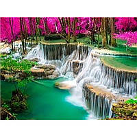 Раскраска по номерам на дереве 40*50 J.Otten "Лесной водопад" (карт.уп краски+кисти)