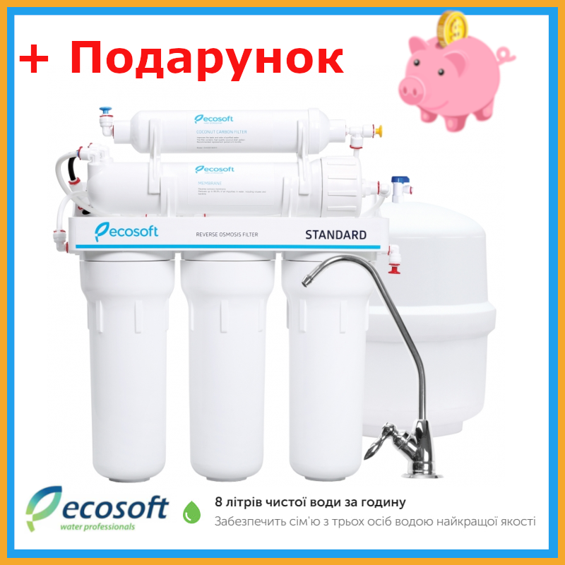 Зворотний осмос із постфільтром Ecosoft Фільтри води зворотний осмос для дому Очищення питної води
