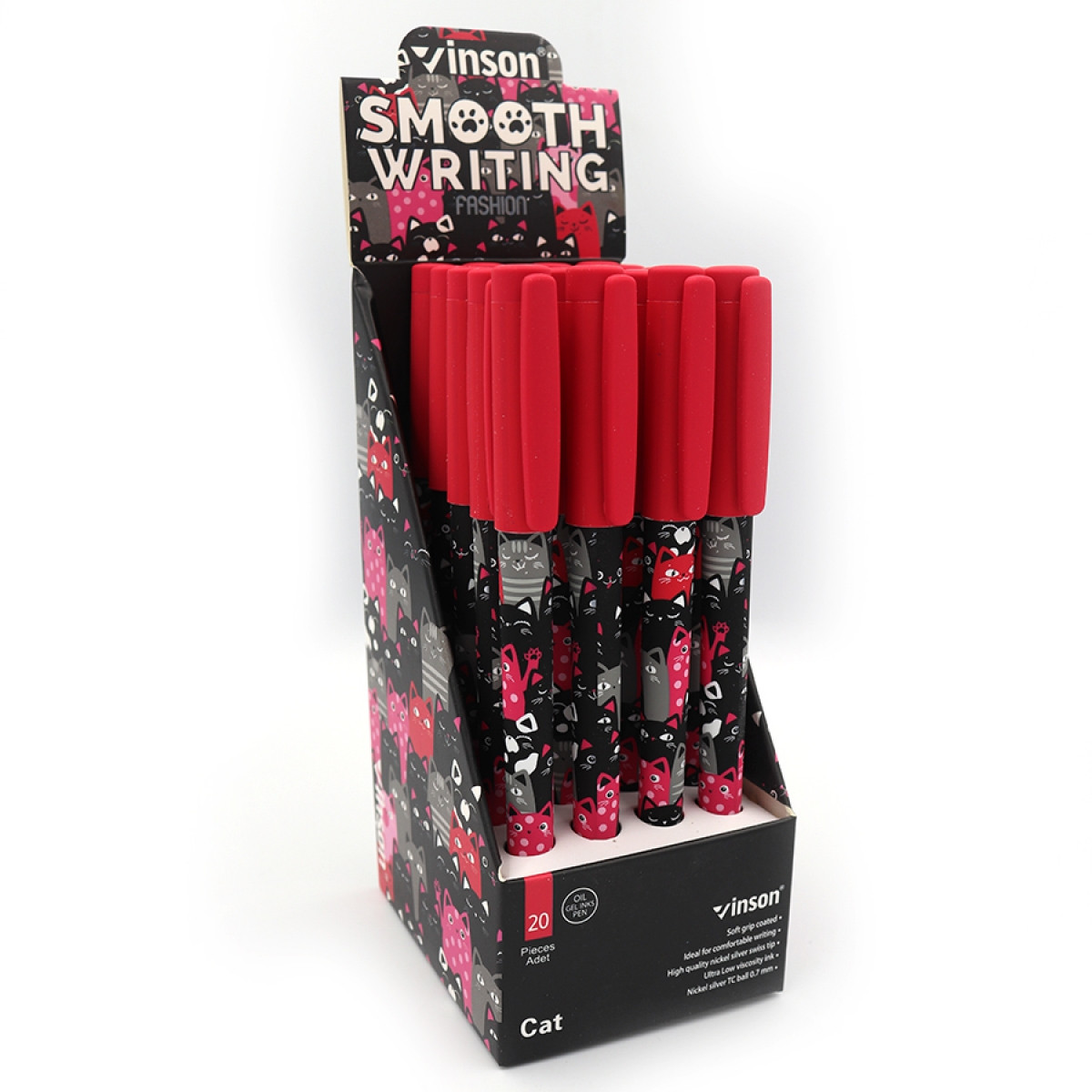 Ручка кулькова Vinson "Кіт" синя ковпак