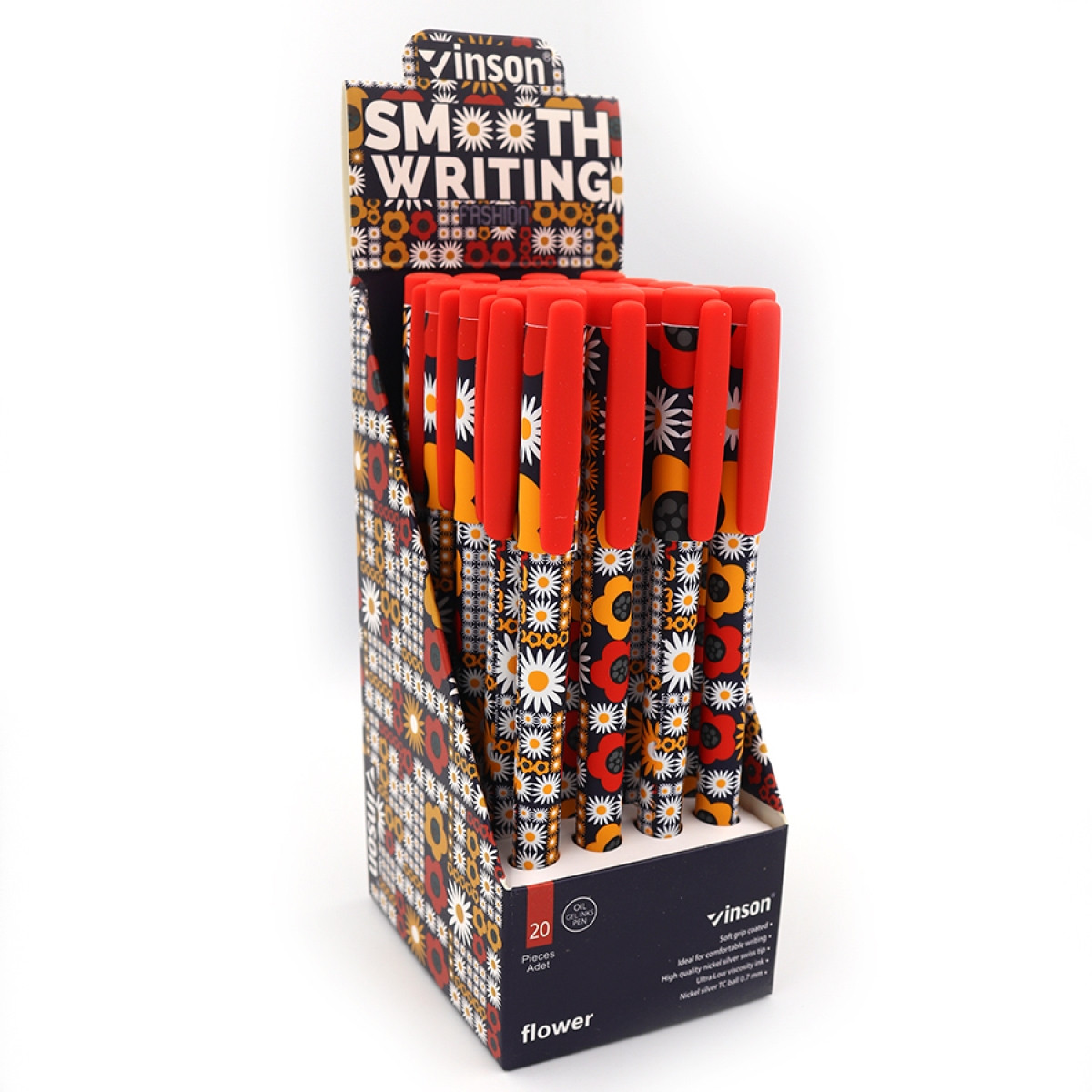 Ручка кулькова Vinson "Ромашка" синя ковпак