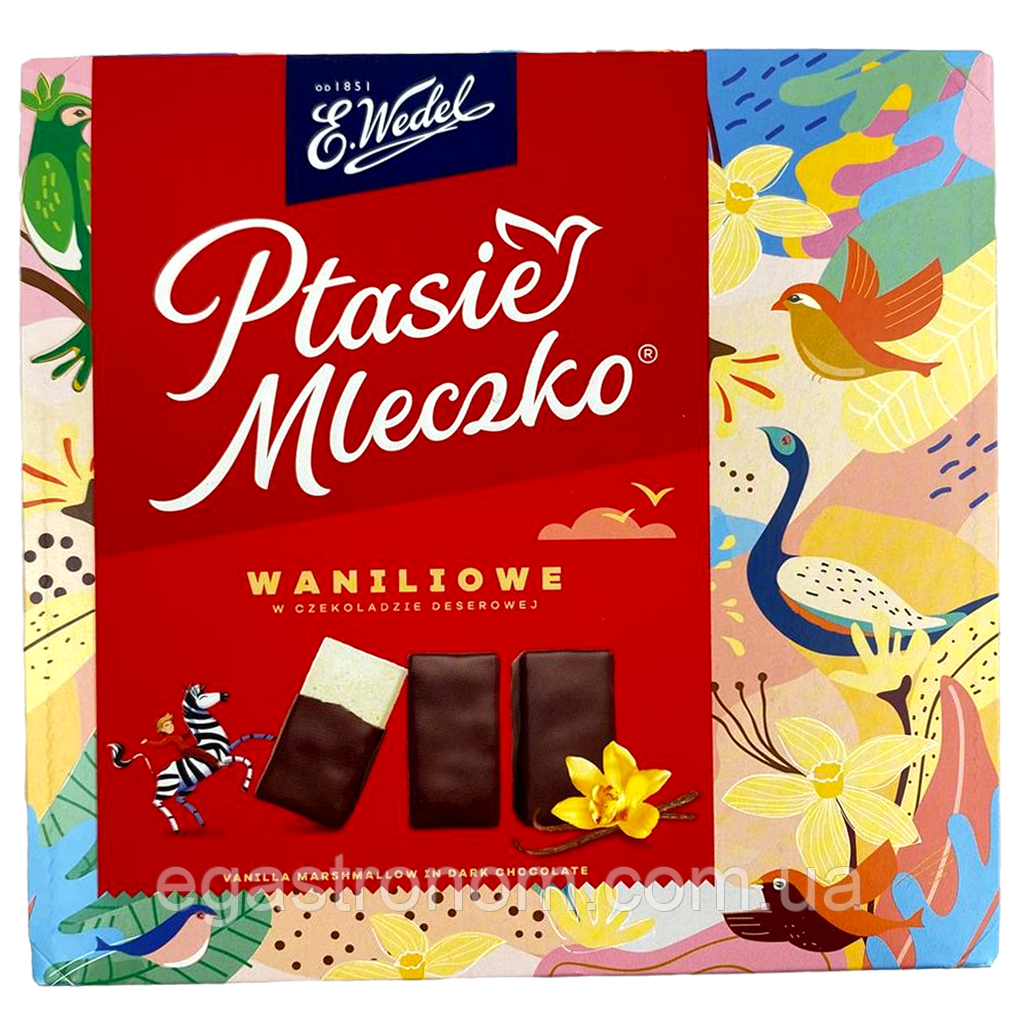 Цукерки пташине молоко зі смаком ванілі Е. Ведель E. Wedel vanilla flavour 340g 18шт/ящ (Код: 00-00015093), фото 1