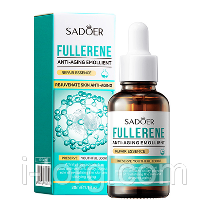 Захисна сироватка для обличчя з фулереном для зменшення зморшок звуження пор та вирівнювання тону шкіри Sadoer 30, фото 1