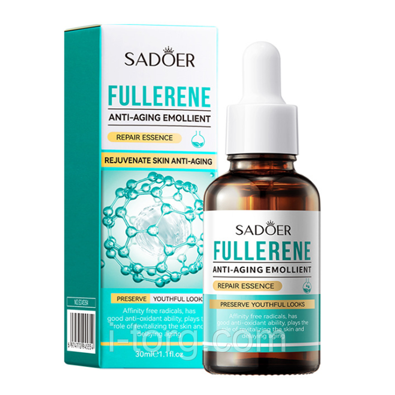 Захисна сироватка для обличчя з фулереном для зменшення зморшок звуження пор та вирівнювання тону шкіри Sadoer 30