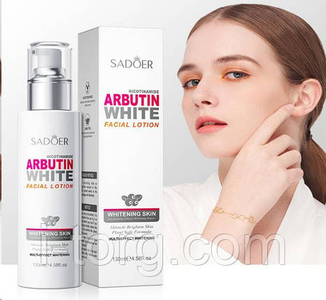 Освітлювальний лосьйон для обличчя з нікотинамідом та арбутином Sadoer, 130 мл., фото 1