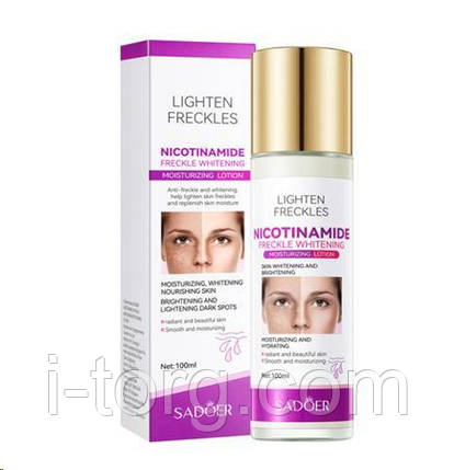 Зволожуючий та освітлювальний лосьйон для обличчя з нікотинамідом Sadoer, 100 мл., фото 1