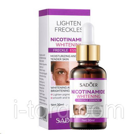 Зволожуюча та освітлювальна сироватка для обличчя з нікотинамідом Sadoer, 30 мл., фото 1