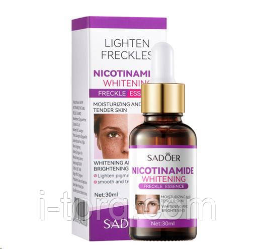 Зволожуюча та освітлювальна сироватка для обличчя з нікотинамідом Sadoer, 30 мл.