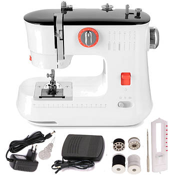 Швейна машинка FHSM-519, з педаллю / Міні швейна машинка з оверлоком / Портативна машинка для шиття