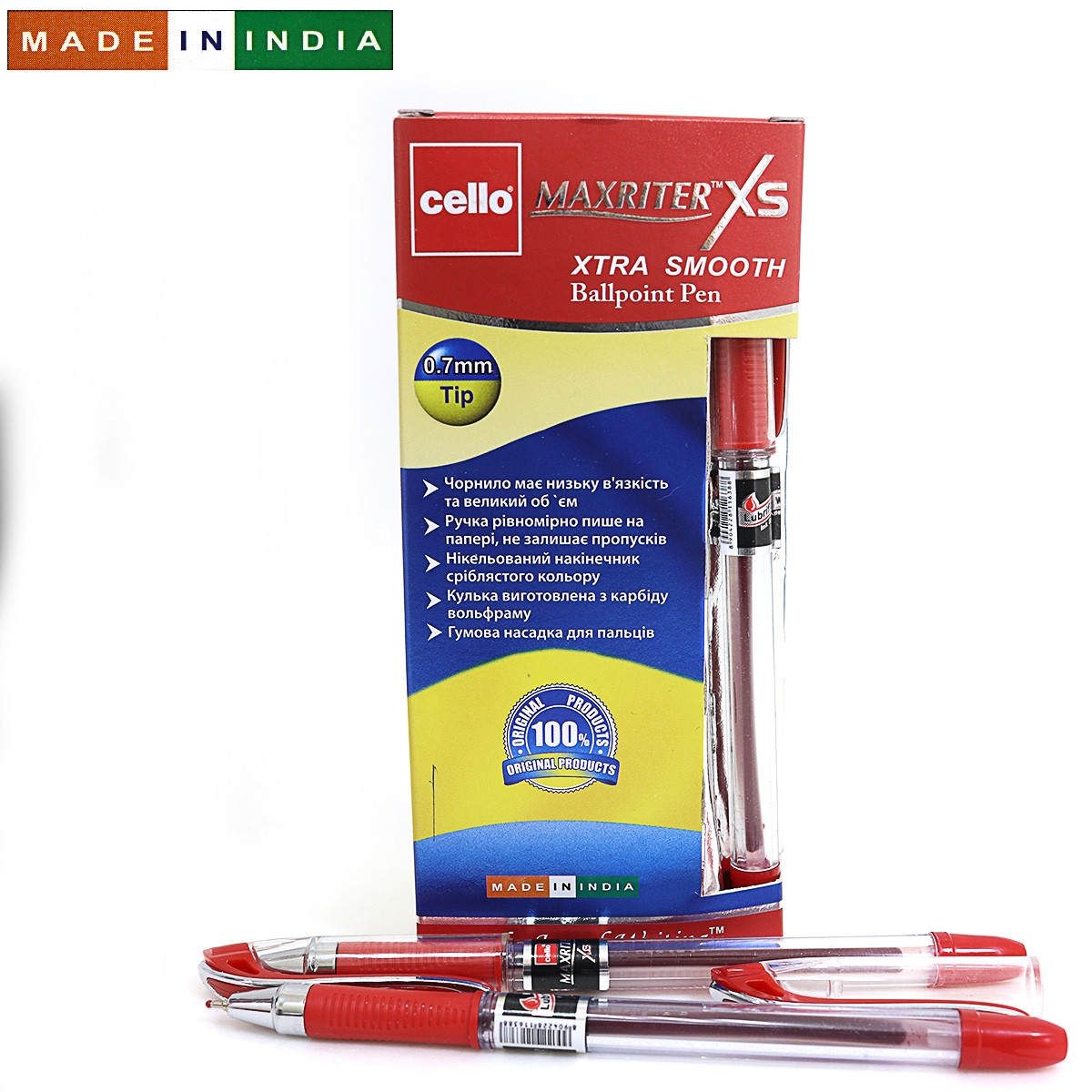 Ручка Cello Original "Maxriter XS" черв. 0,7 мм 12/Box