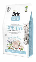 Сухой кошачий корм Brit Care Cat GF Sensitive Insect насекомые с рыбой 2 кг