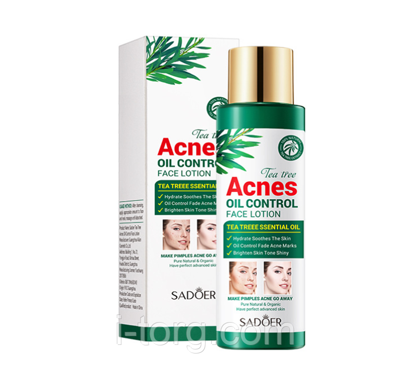 Лосьйон для обличчя проти акне з олією чайного дерева Sadoer, 120 мл.