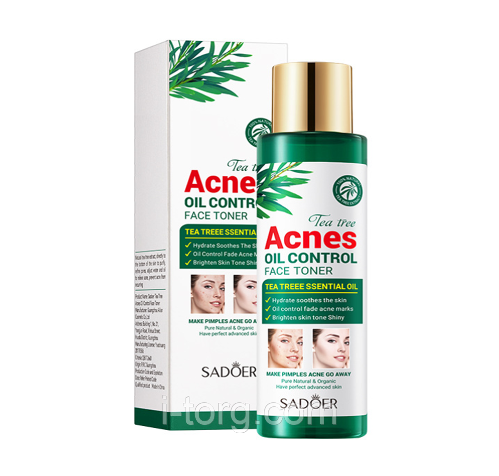 Тонер для обличчя проти акне з олією чайного дерева Sadoer, 120 мл.