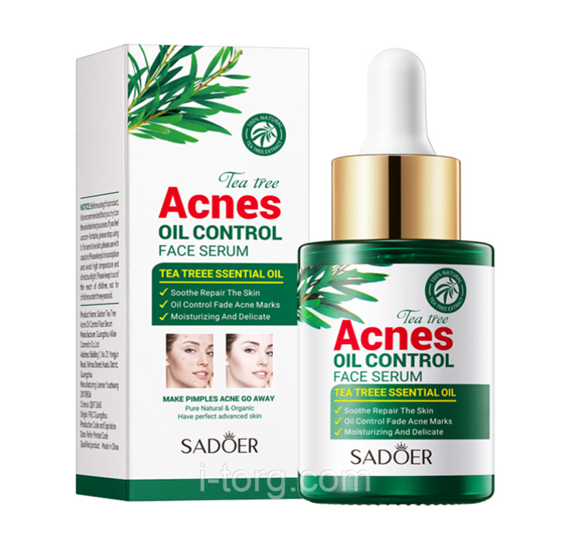 Сироватка проти акне з маслом чайного дерева Sadoer, 30 мл.